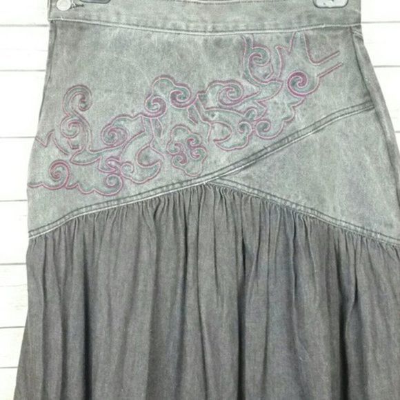 Vintage Jeanjer Gypsy Boho Denim Skirt Size 10 - Picture 2 of 8